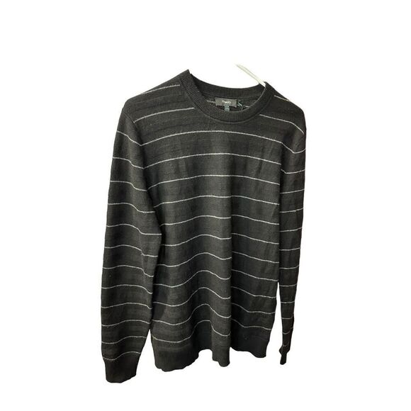 Theory Men's Riland Striped Pullover Sweater Greay Small 100% Cashmere - Picture 5 of 12